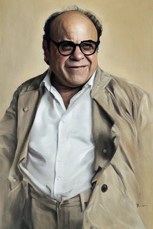 Prompt: Danny DeVito, oil on canvas, golden hour, artstation, by J. C. Leyendecker and Peter Paul Rubens,