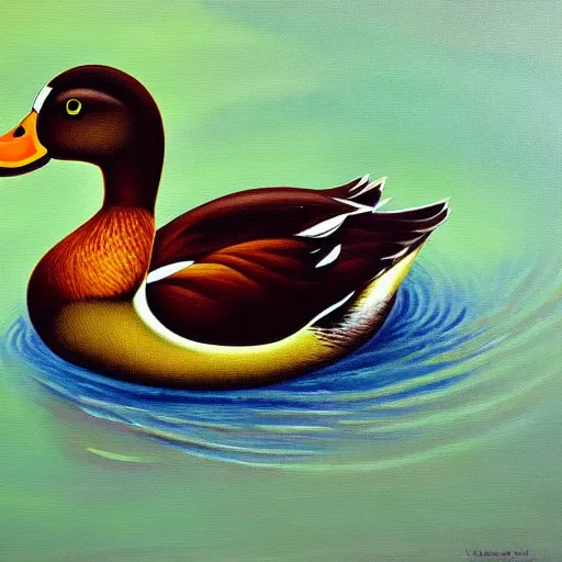 Image similar to a duck on the prowl oil painting victor fota