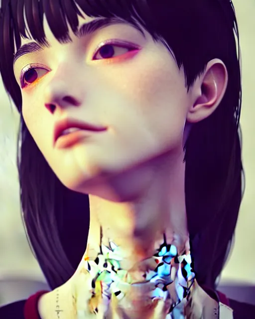 Prompt: full very close up neck shot of a beautiful skinny choir girl, in tshirt with sewing needle pointing at neck, by saruei and guweiz and ilya kuvshinov, digital art, highly detailed, intricate, sharp focus, trending on artstation hq, deviantart, pinterest, unreal engine 5, 4 k uhd image