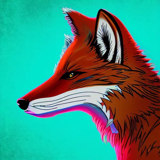 Prompt: digital fox, retrowave palette, digital world, crazy detailed, electric breeze, anatomically correct vulpine, synth feel, fluffy face, ear floof, flowing fur, super realism, accurate animal imagery, 4 k digital art