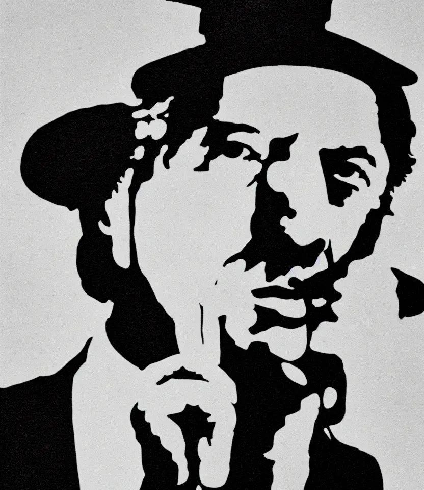 Prompt: monochrome lineography of leonard cohen