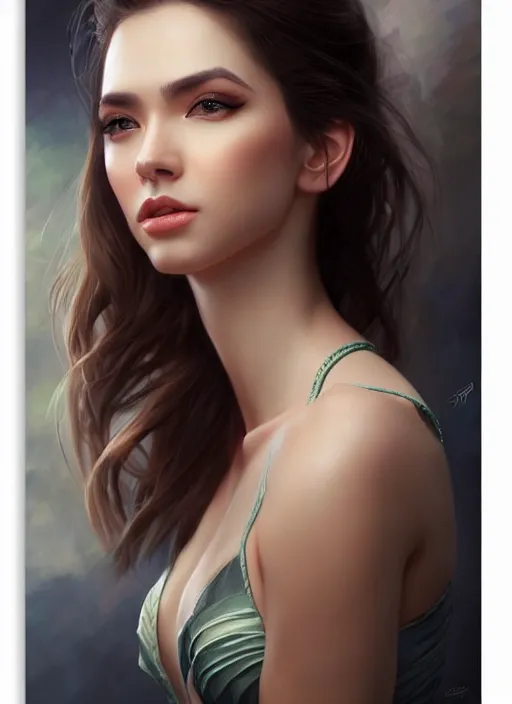 Image similar to full length photo of a gorgeous young woman in the style of stefan kostic, realistic, sharp focus, 8k high definition, insanely detailed, intricate, elegant, art by stanley lau and artgerm