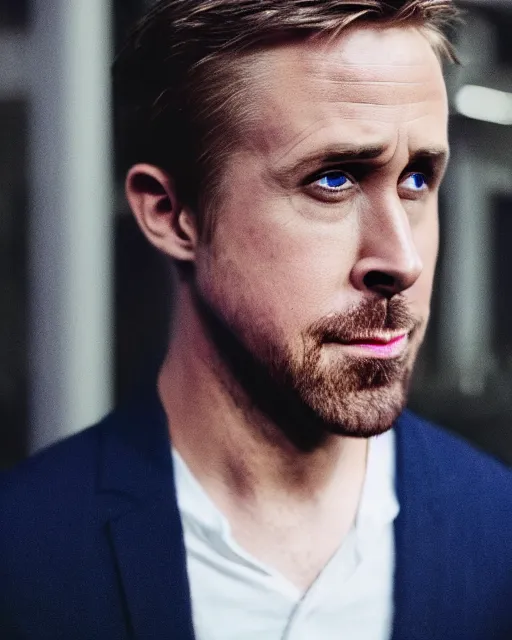 Image similar to ryan gosling reaction picture, high definition, xf iq 4, f / 1. 4, iso 2 0 0, 1 / 1 6 0 s, 8 k, raw, dramatic lighting, symmetrical balance, in - frame