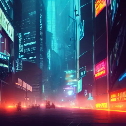 Image similar to ghost under a sheet floating over futuristic metropolis sidewalk, at night, bright neon city lights, blade runner, trending on artstation, matte finish, volumetric lighting, 8k, 4k