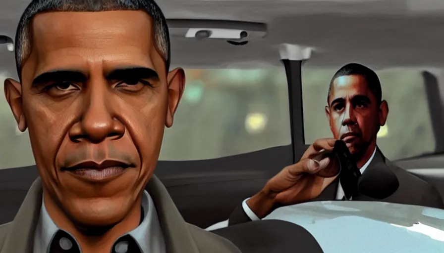 Image similar to obama in taxi driver, 3 d rendering. unreal engine. amazing likeness. very detailed.