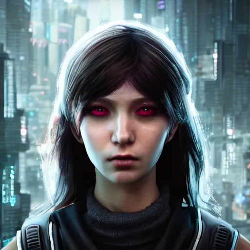 Image similar to fine details portrait of girl, style of cyberpunk, Hyper-realistic, 4K, Unreal Engine, Highly Detailed