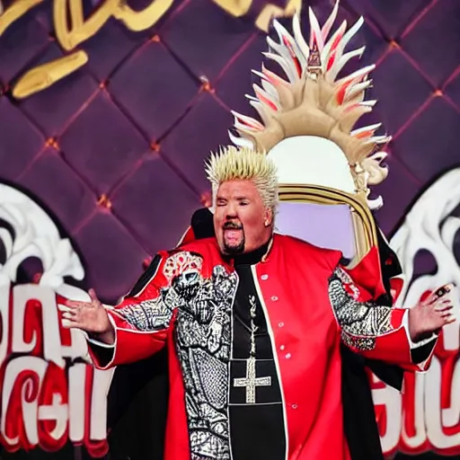 Image similar to guy fieri dressed as the pope is blessing trump supporters, the crowd is filled with muppets, award winning photo,