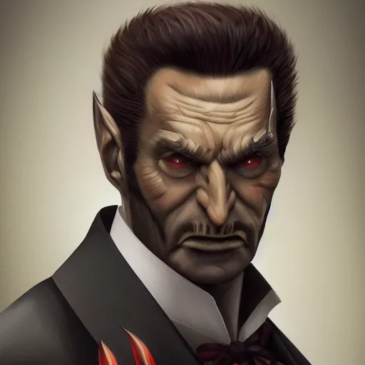 Prompt: portrait of trump dracula, wolverine, intricate, elegant, highly detailed, centered, grungy, digital painting, artstation, concept art, smooth, sharp focus, boris vallejo