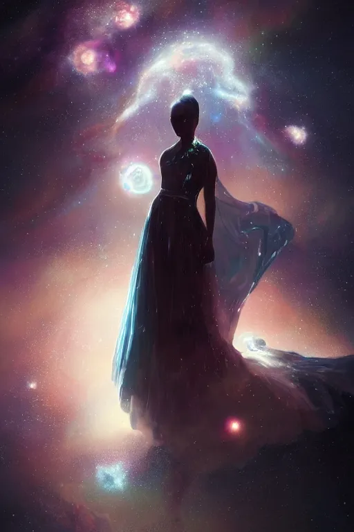 A Woman Wearing A Dress Made Of Stars And Nebulae Stable Diffusion Openart