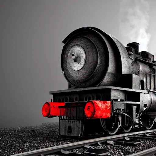 Image similar to locomotive from front view. black metal. nightmarish, horrific, scary, atmospheric, epic scene, unreal engine render, octane render