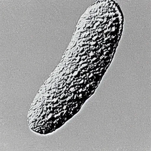 Prompt: scanning tunneling microscope image of a paramecium