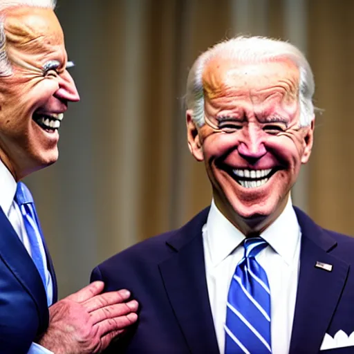 Image similar to Joe Biden laughing with Joe Biden