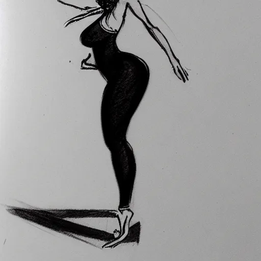 Image similar to milt kahl sketch of thick cuban girl wearing black yoga pants