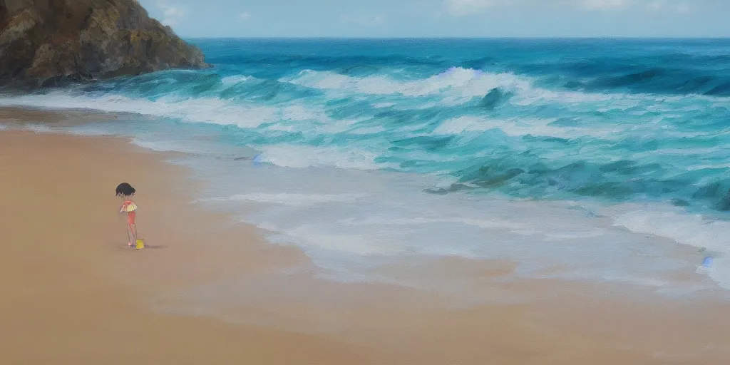 Prompt: a beach, cinematic angle, studio Ghibli, cinematic lighting, detailed oil painting, hyperrealistic, 8k