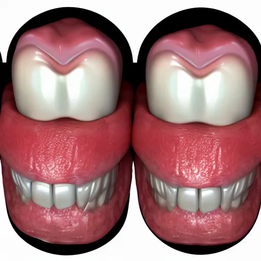 Image similar to poorly rendered 3 d set of teeth