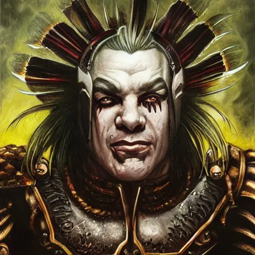 Prompt: Till Lindemann as chaos marine. epic game portrait. Highly detailed, highly recommended. fantasy art by Botticelli