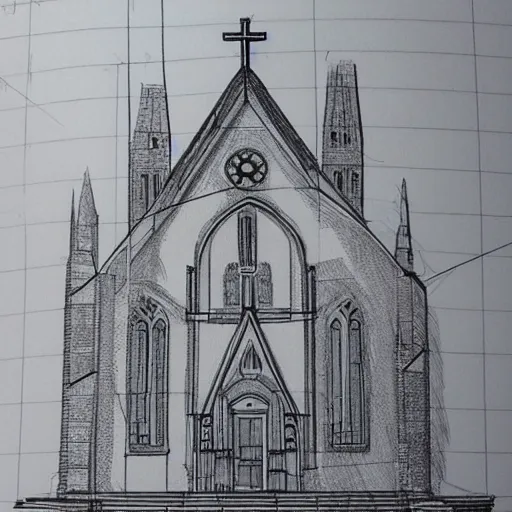 Image similar to architectural drawing of church inspired by nature