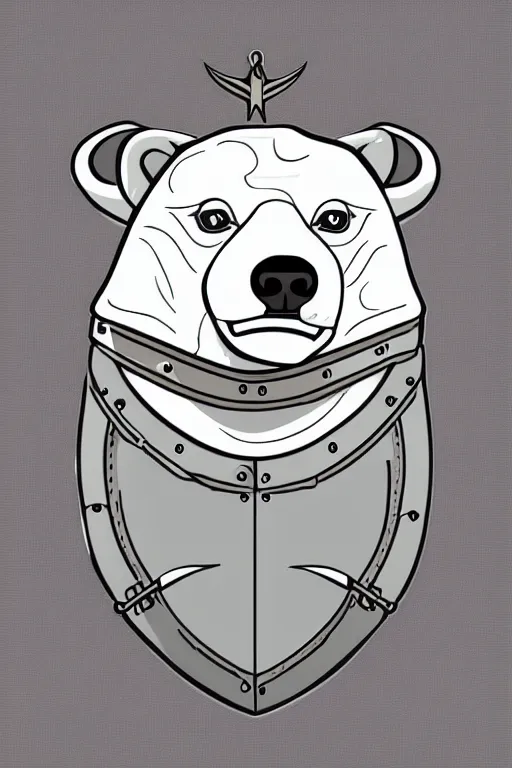 Image similar to Portrait of a polar bear in medieval armor, knight, medieval, sticker, colorful, illustration, highly detailed, simple, smooth and clean vector curves, no jagged lines, vector art, smooth