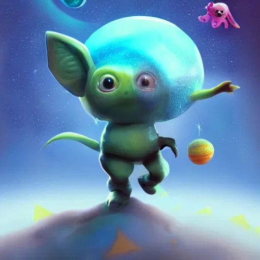 Image similar to 3D Fantasy Cute and adorable alien piggy in space, bright stars, Smooth 3D Illustration, soft render, Servando Lupini, Daniil Kudriavtsev, handpaint texture, Blender, 3DCoat