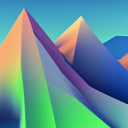 Image similar to abstract computer generated image of a mountain range, a low poly render by Gabriel Dawe, trending on polycount, generative art, low poly, rendered in cinema4d, terragen