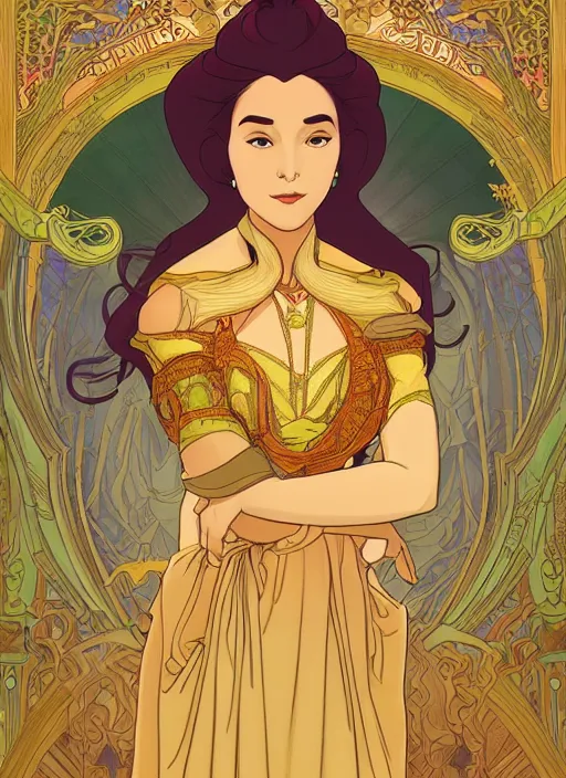 Prompt: well - lit art nouveau portrait of queen sirikrit of thailand, natural lighting, path traced, highly detailed, high quality, photorealistic, cartoon, digital painting, by don bluth and ross tran and studio ghibli and alphonse mucha