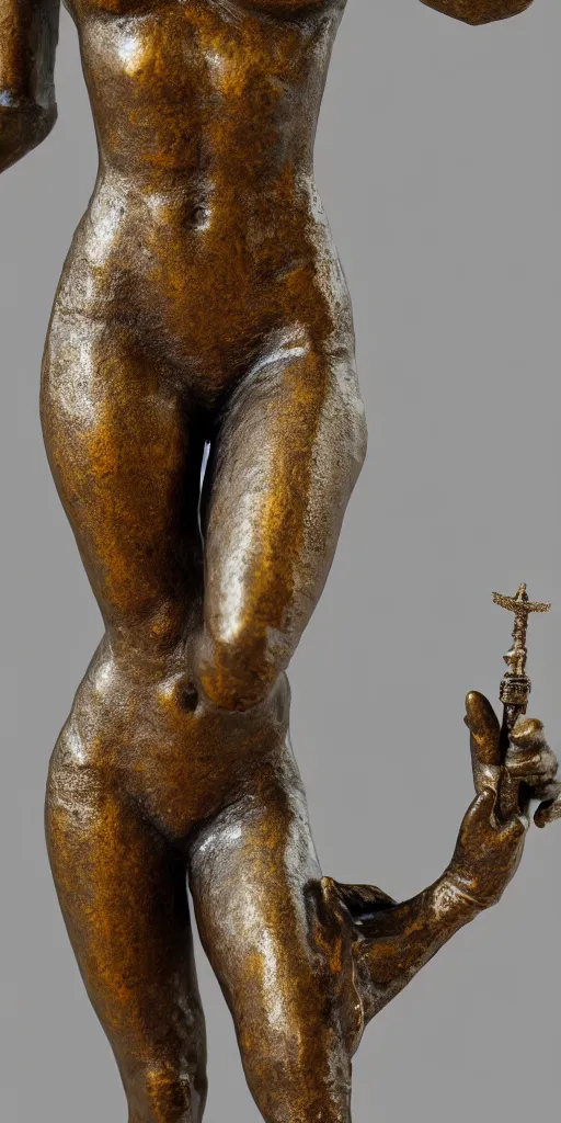 Image similar to detailed photo of an old bronze patina statue of miss universe, full body portrait, various pose, photorealism, intricate detail, museum diffuse lighting