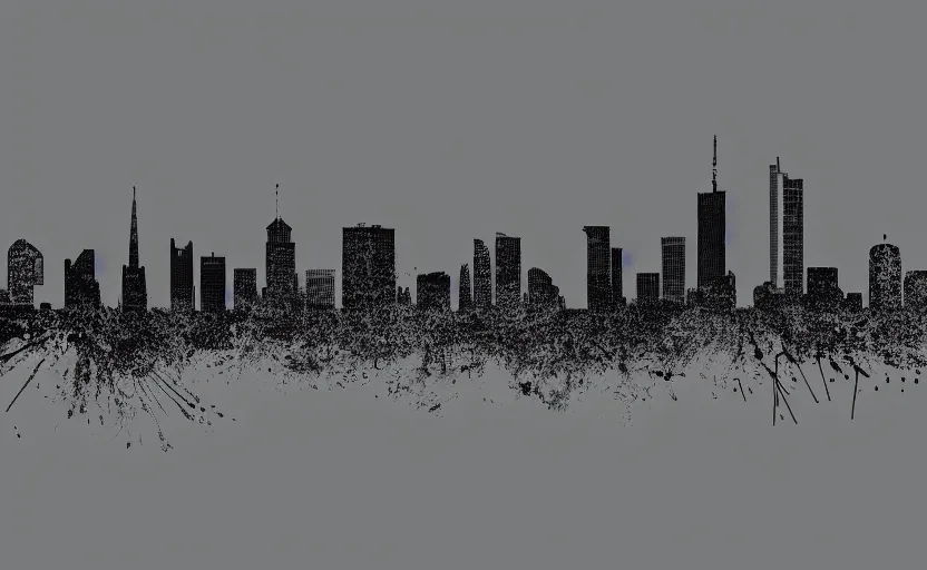 Prompt: minimalist drawing of frankfurt skyline