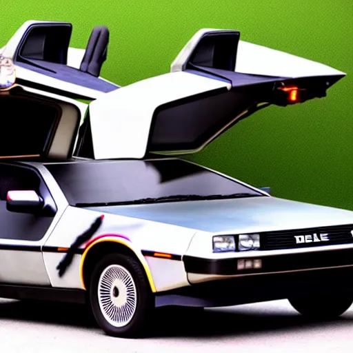 Prompt: delorean covered with pokemons