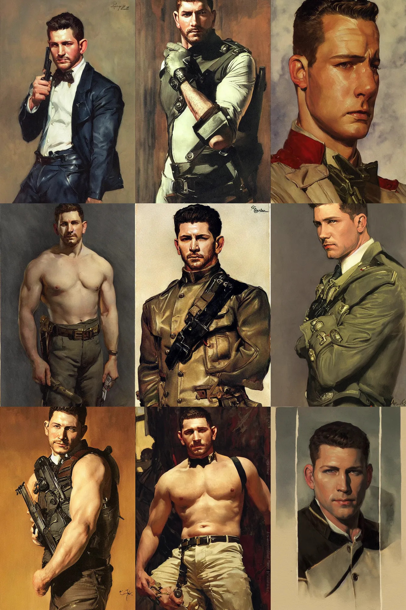 Prompt: chris redfield, painting by j. c. leyendecker