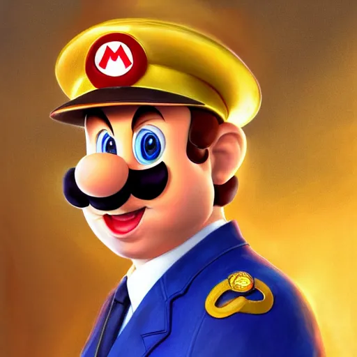 Image similar to mario as a wealthy cruise captain portrait, detailed, centered, digital painting, artstation, concept art, donato giancola, joseph christian leyendecker, wlop, boris vallejo, breathtaking, 8 k resolution, extremely detailed, beautiful, establishing shot, artistic, hyperrealistic, beautiful face, octane render, cinematic lighting, dramatic lighting, masterpiece