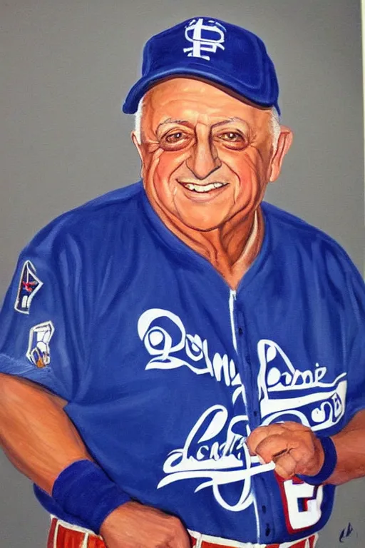 Image similar to painting of tommy lasorda, in the style of clyde caldwell