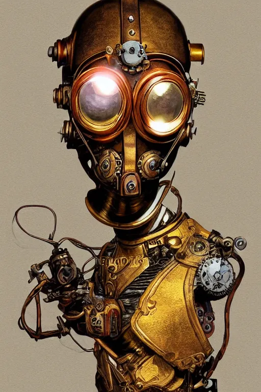 Image similar to steampunk helmet fantasy art mask robot ninja stylized digital illustration sharp focus, elegant intricate digital painting artstation concept art global illumination ray tracing advanced technology chaykin howard and campionpascale and cooke darwyn and davis jack