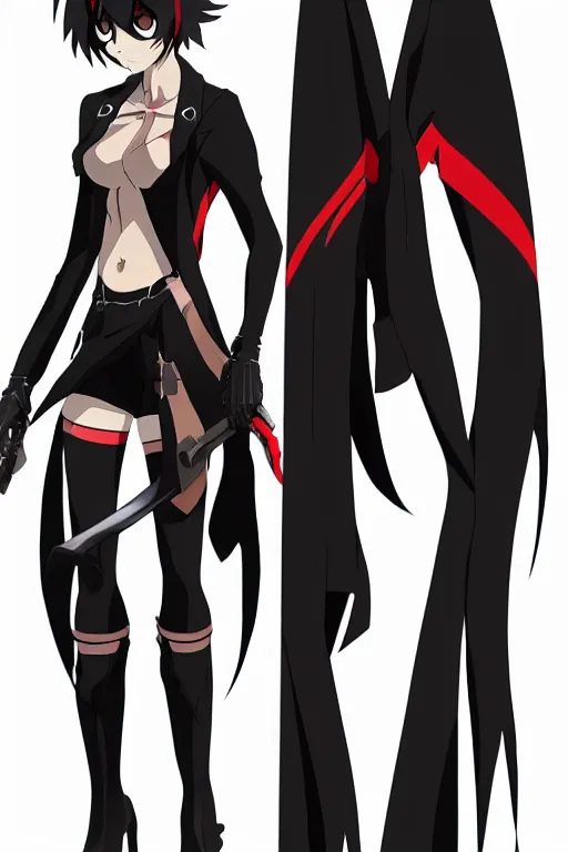 Image similar to a full body shot of the Grim Reaper as a character in Kill la Kill (2013), highly detailed, artstation, manga