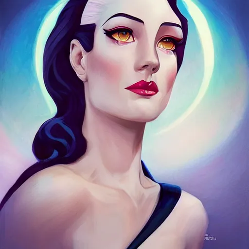 Prompt: an art deco, ( streamline moderne ), multi - racial portrait in the style of anna dittmann and charlie bowater and chanthara. very large, clear, expressive, and intelligent eyes. centered, ultrasharp focus, dramatic lighting, photorealistic digital matte painting, intricate symmetrical ultra detailed background.