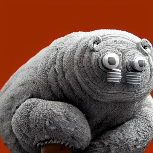 Prompt: electron microscope photograph of a Friendly Tardigrade Animal, smiling and waving at the camera