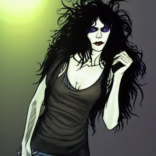 Image similar to death from the'the sandman'comics, realism, hard lighting