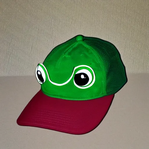 Prompt: green frog pepe, has a maga hat