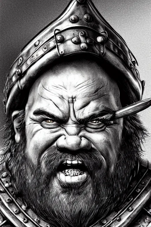 Image similar to head and shoulders portrait in a tavern of a dwarf adventurer, jovial, scarred lip, grandfatherly, leather armor, male, high fantasy, d & d, by hans zatka, face details, extremely detailed, digital illustration