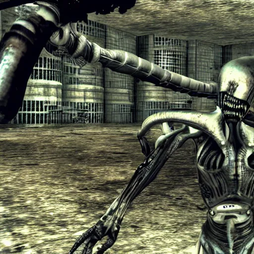 Image similar to Xenomorph in Fallout 3, screenshot, gameplay