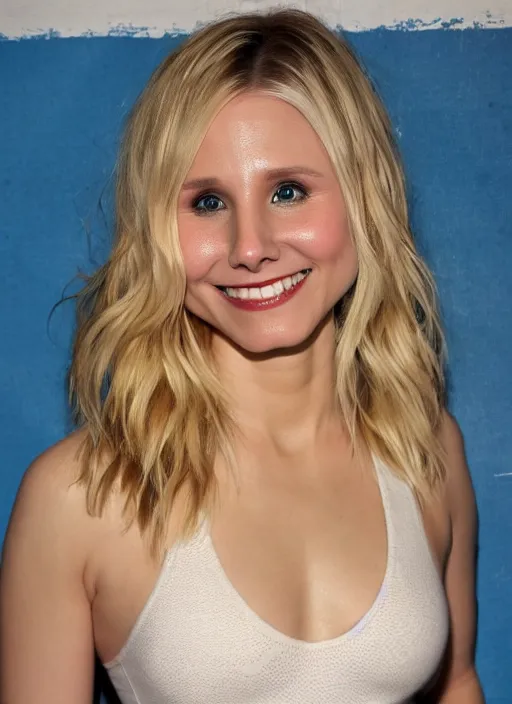 Prompt: ( first person view, my pov )!!!!!!!!, date with kristen bell, kristen bell on my bed in bikini