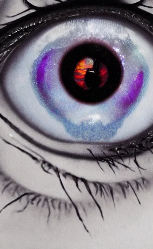 Prompt: image of an eyeball with iridescent pupil, art, photorealistic, realistic, photo, 8K, HDR, 8K resolution, detailed, high quality, high resolution, lossless quality