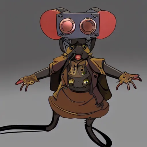 Image similar to a rat with steampunk googles, from Evangelion