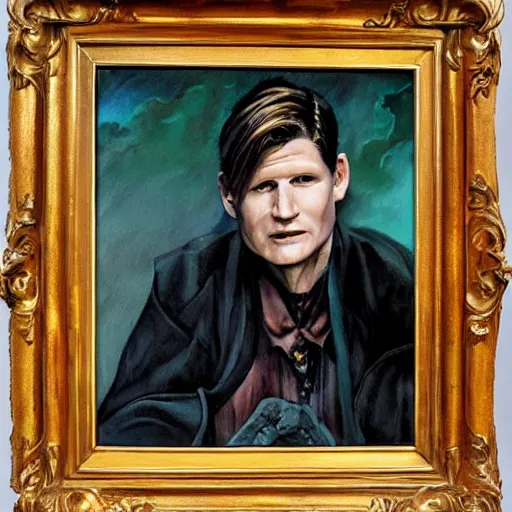 Image similar to a young crispin glover as a dark fantasy wizard, oil painting, 8 k, cover of a book, ominous, heroic