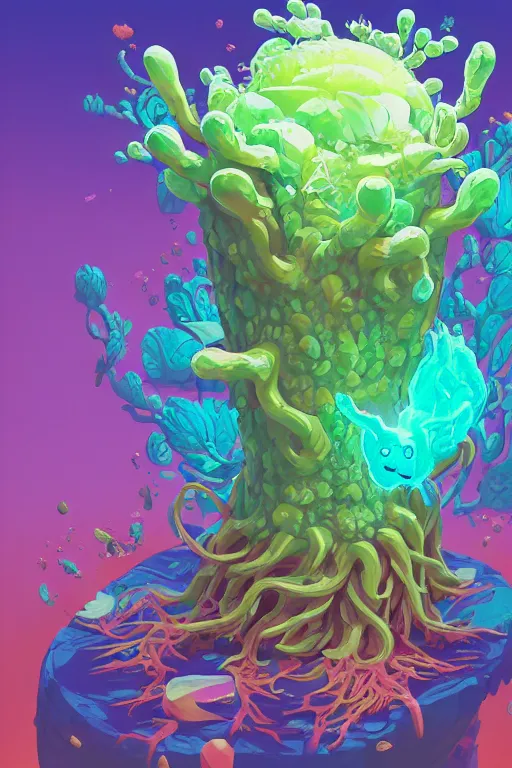 Image similar to roots cactus sushi cristal smurf ghost creature animal sushi cristal very big eye roots cactus elemental flush of force nature micro world fluo fishscale, behance hd by jesper ejsing, by rhads, makoto shinkai and lois van baarle, ilya kuvshinov, rossdraws radiating a glowing aura global illumination ray tracing hdr