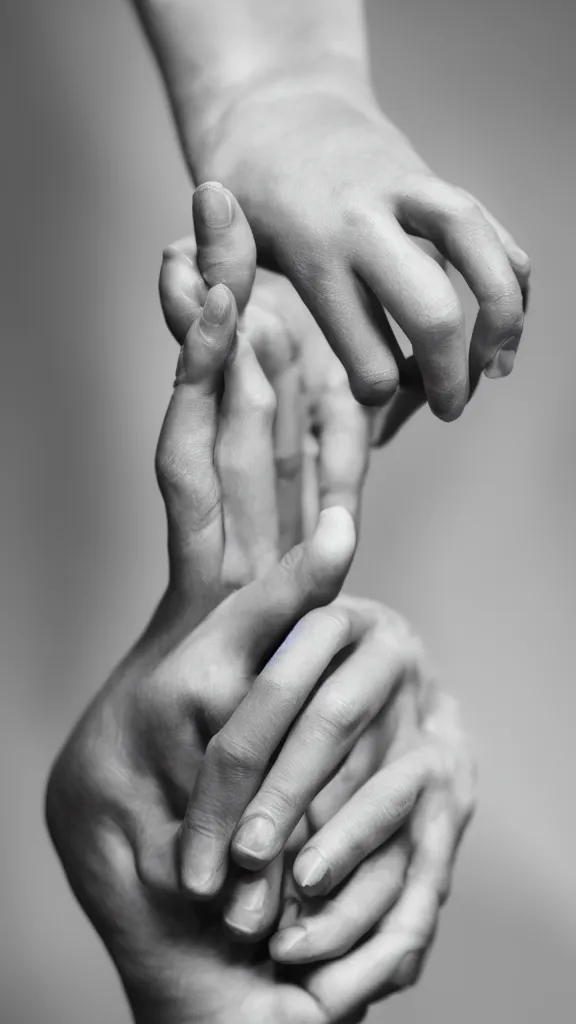 Image similar to photorealistic woman's palm, studio photo, 9 0 mm, f / 1. 4