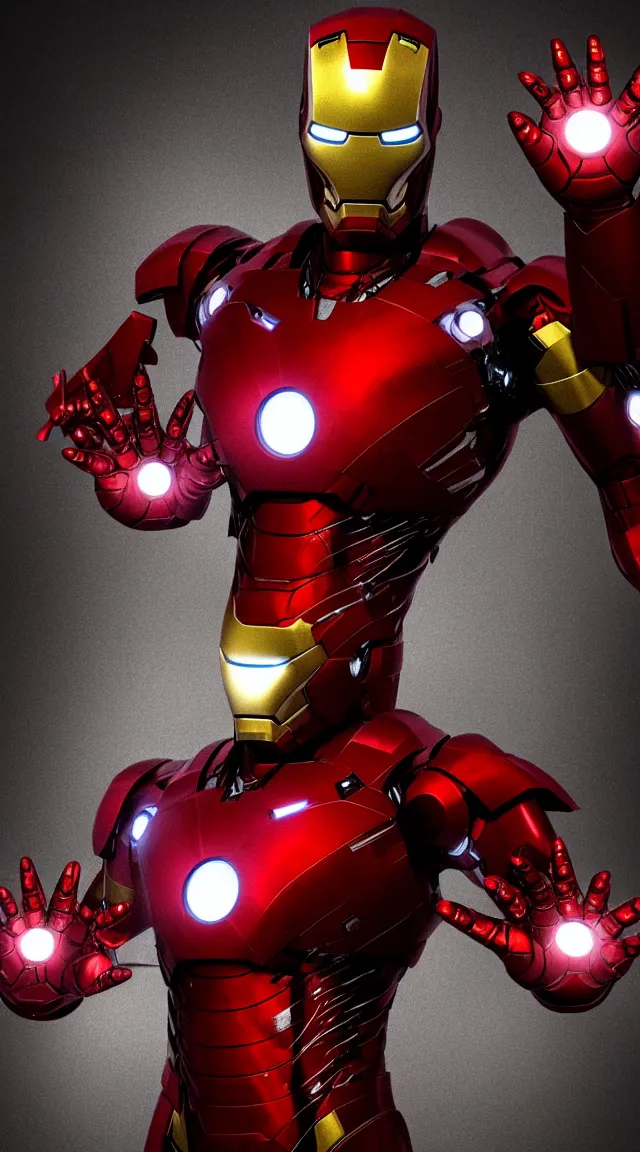 Iron man in a black and red suit with giger textures, | Stable ...