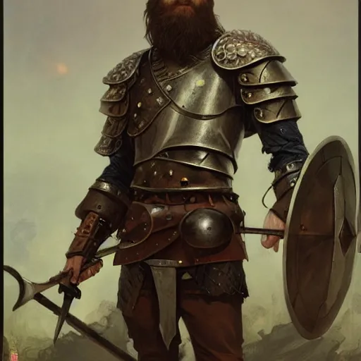 Image similar to rough-skinned, short-bearded undead Viking warrior with ice-pale skin wearing brutalist plate armor with art deco knotwork, by Greg Rutkowski, Brom, and Alphonse Mucha