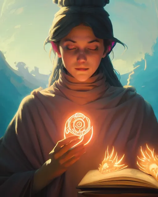 Prompt: highly detailed vfx portrait a mage casting a spell, stephen bliss, unreal engine, sigils greg rutkowski, loish, rhads, beeple, makoto shinkai and lois van baarle, ilya kuvshinov, rossdraws, tom bagshaw, alphonse mucha, global illumination, detailed and intricate environment