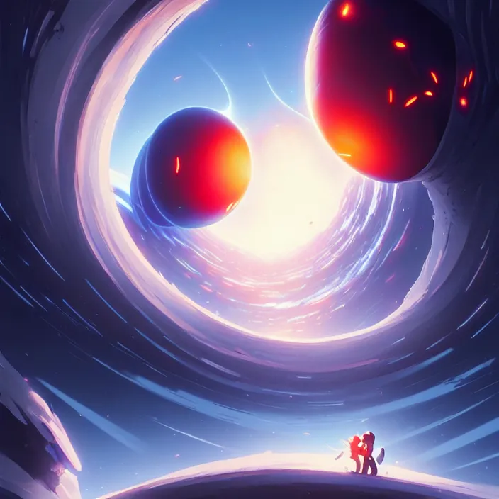 Image similar to two black holes colliding close - up, in marble incrusted of legends official fanart behance hd by jesper ejsing, by rhads, makoto shinkai and lois van baarle, ilya kuvshinov, rossdraws global illumination