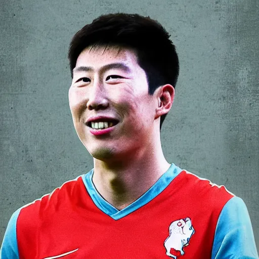 Image similar to portrait of son heung min in the style of dinotopia